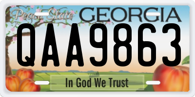 GA license plate QAA9863