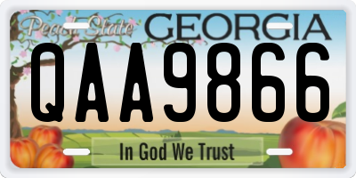 GA license plate QAA9866