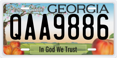 GA license plate QAA9886