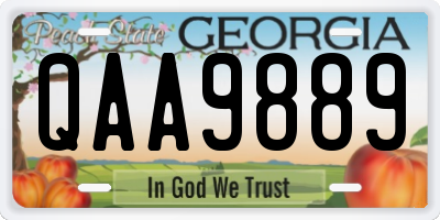 GA license plate QAA9889