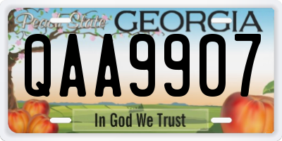 GA license plate QAA9907