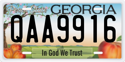 GA license plate QAA9916