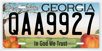 GA license plate QAA9927
