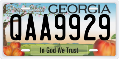 GA license plate QAA9929