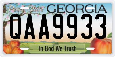 GA license plate QAA9933