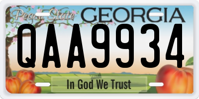 GA license plate QAA9934