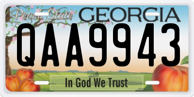 GA license plate QAA9943