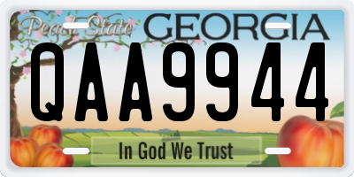 GA license plate QAA9944