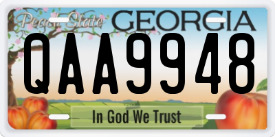 GA license plate QAA9948