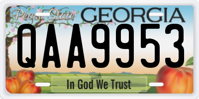 GA license plate QAA9953