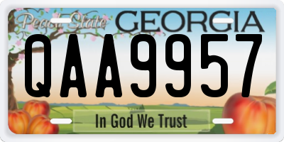GA license plate QAA9957