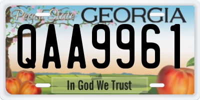 GA license plate QAA9961
