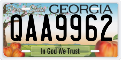 GA license plate QAA9962