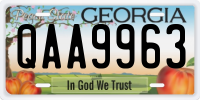 GA license plate QAA9963