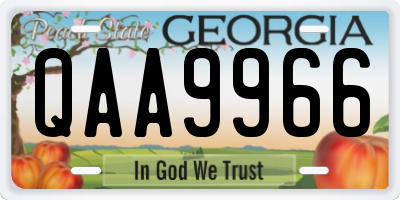 GA license plate QAA9966