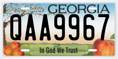 GA license plate QAA9967