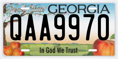 GA license plate QAA9970
