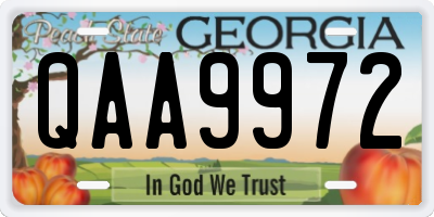 GA license plate QAA9972