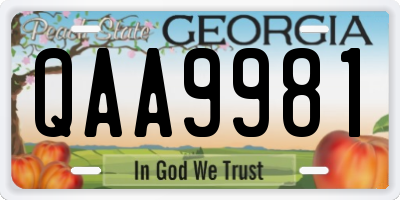 GA license plate QAA9981