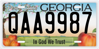 GA license plate QAA9987