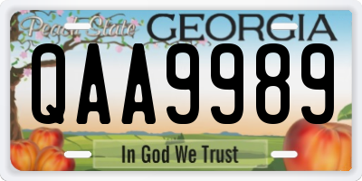 GA license plate QAA9989