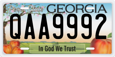 GA license plate QAA9992