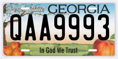 GA license plate QAA9993