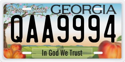 GA license plate QAA9994