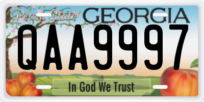 GA license plate QAA9997