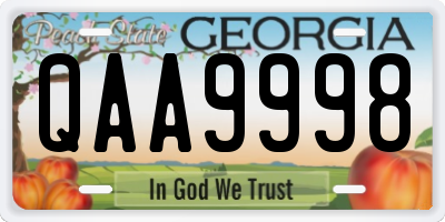 GA license plate QAA9998