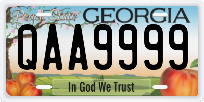 GA license plate QAA9999