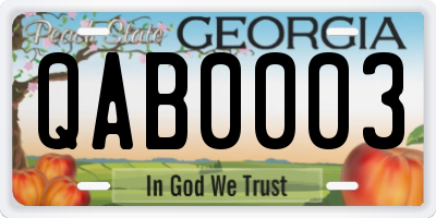 GA license plate QAB0003