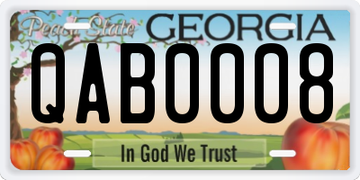 GA license plate QAB0008