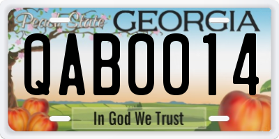 GA license plate QAB0014
