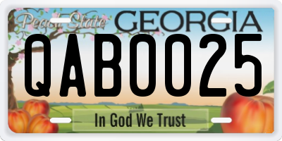 GA license plate QAB0025