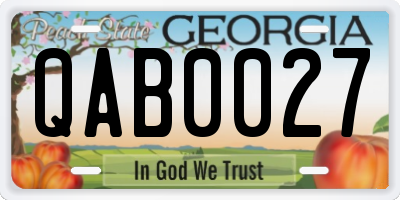 GA license plate QAB0027
