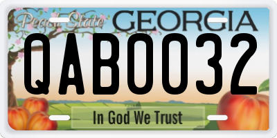 GA license plate QAB0032