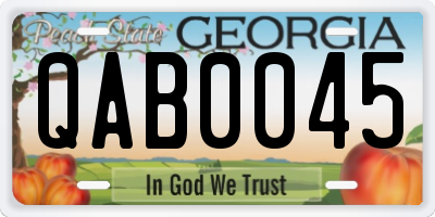 GA license plate QAB0045