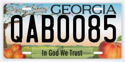 GA license plate QAB0085