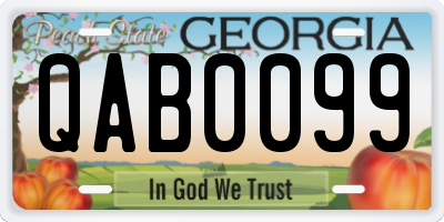 GA license plate QAB0099