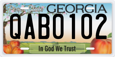 GA license plate QAB0102