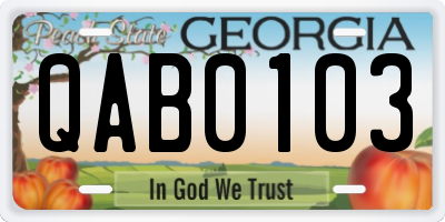 GA license plate QAB0103