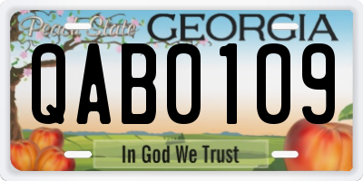 GA license plate QAB0109