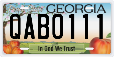GA license plate QAB0111