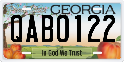 GA license plate QAB0122