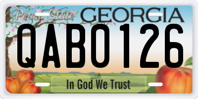GA license plate QAB0126