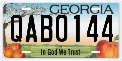 GA license plate QAB0144