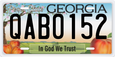 GA license plate QAB0152