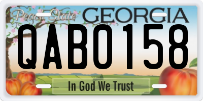 GA license plate QAB0158