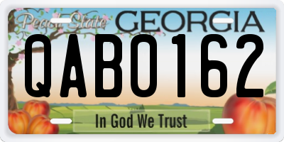GA license plate QAB0162
